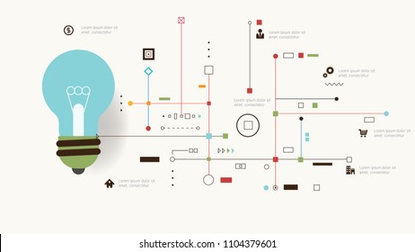 Vector idea Infographic template - bulb shape on abstract background.