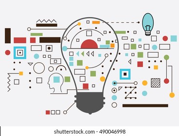 Vector idea Infographic template - bulb shape on abstract background.