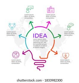 Vector idea light bulb circle infographic, Business concept with 5 options.


