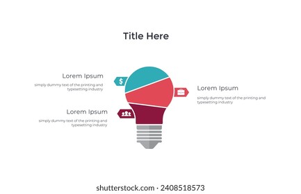 Plantilla de infografía de círculo de bombilla de ideas vectoriales para gráficos, gráficos, diagramas. Concepto de negocio con 3 opciones, partes, pasos, procesos.