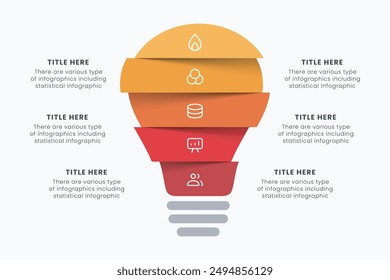 Vector idea light bulb infographic template for growth diagram, graph, presentation, chart. Business startup idea lamp concept with 5 options