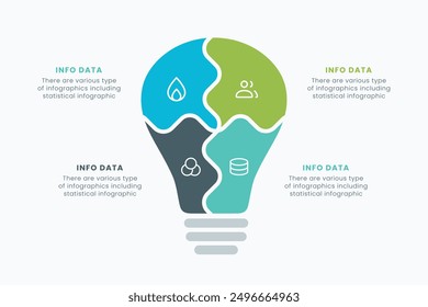 Vector idea light bulb infographic template for growth diagram, graph, presentation, chart. Business startup idea lamp concept with 4 options