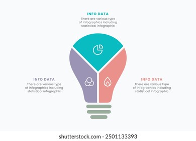 Vector idea light bulb infographic template for growth diagram, graph, presentation, chart. Business startup idea lamp concept with 3 options