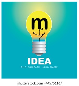 Vector idea logo design with letter M as the name of company identity
