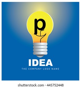 Vector idea logo design with letter P. Icon and template for company identity