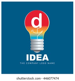 Vector idea logo design with letter D. Icon and template for company identity