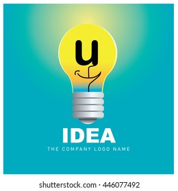 Vector idea logo design with letter U. Icon and template for company identity