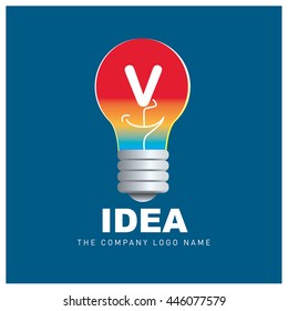 Vector idea logo design with letter V. Icon and template for company identity