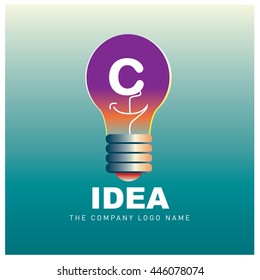 Vector idea logo design with letter C. Icon and template for company identity