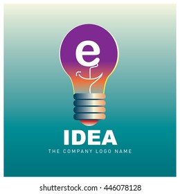 Vector idea logo design with letter E. Icon and template for company identity