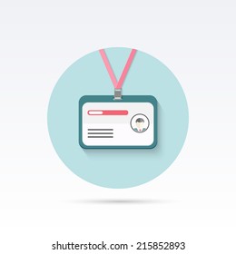 Vector Identification Card, Flat Round Icon.