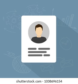 Vector Identification Card Icon. Personal Info Data Icon Flat