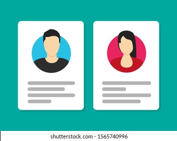 Vector Identification Card Icon. Personal info data icon flat