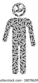 El collage de personas con idiotas vectores está diseñado a partir de la repetición de pictogramas recurrentes de personas idiotas. Composición recursiva de la persona idiota.