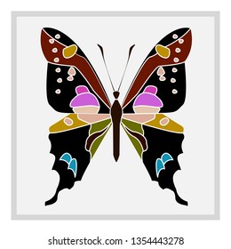 Vector iflat llustration. Rainbow butterfly. Color butterfly , isolated on white.