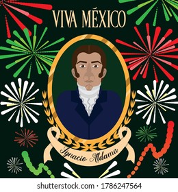 Vector Ignacio Aldama héroe mexicano