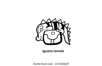 Vector Iguana Tamale Mayan Symbol Illustration Icon Hieroglypic