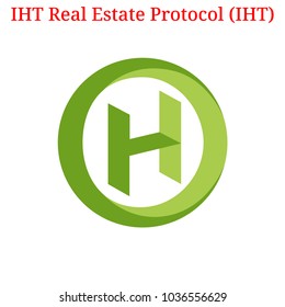Vector IHT Real Estate Protocol (IHT) digital cryptocurrency logo. IHT Real Estate Protocol (IHT) icon. Vector illustration isolated on white background.