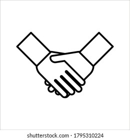 Ilustración vectorial del estilo plano Handshake en el icono de diseño de moda sobre fondo blanco
