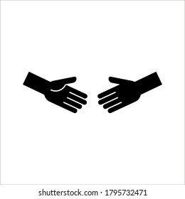 Ilustración vectorial del estilo plano Handshake en el icono de diseño de moda sobre fondo blanco