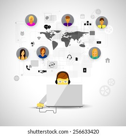 Vector iilyustratsiya call center support flat icons