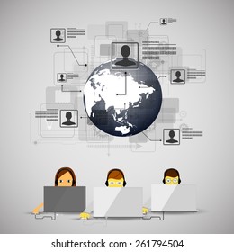 Vector iilyustratsiya call center support flat icons