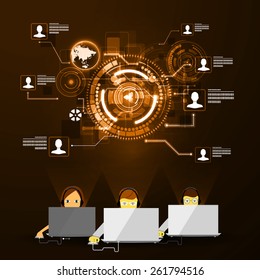 Vector iilyustratsiya call center support flat icons