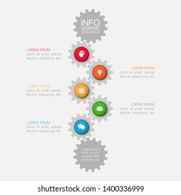 Vector iInfographic diagram, template for business, presentations, web design, 5 options gears.