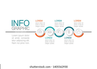 Vector iInfographic diagram, template for business, presentations, web design, 5 options.