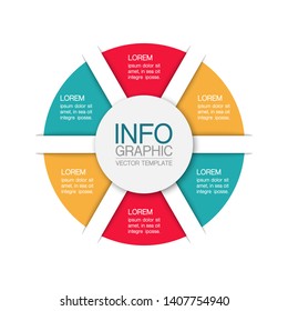 Diagrama iInfográfico Vector, plantilla para negocios, presentaciones, diseño web, 6 opciones.