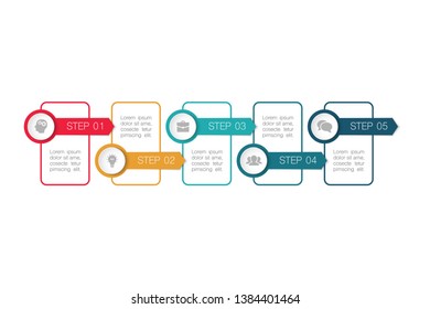 Plantilla iInfografía vectorial para negocios, presentaciones, diseño web, 5 opciones.