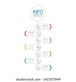 Vector iInfographic vertical diagram, template for business, presentations, web design, 7 options.