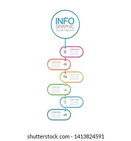 Vector iInfographic vertical diagram, template for business, presentations, web design, 6 options.