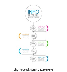 Vector iInfographic vertical diagram, template for business, presentations, web design, 5 options.