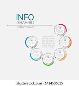 Vector iInfographic vertical diagram, template for business, presentations, web design, 6 options.