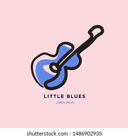 Vector Iittle Blue Guitar for Blues Music Logo