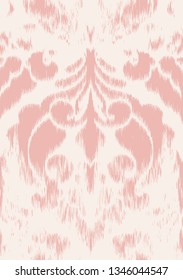 vector, ikat effect abstract texture or grunge ; For art texture, vintage, ethnic , modern  big damask pattern for carpet, rug, scarf, clipboard , shawl pattern. -pastel pink , light pink colors 