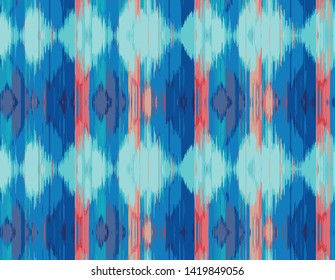 vector, ikat effect seamless abstract texture or grunge ; For art texture, vintage, modern ethnic pattern for carpet, rug, scarf, shawl, bed linen, jacket, package design, fabric and fashion concepts 