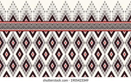 Vector ikat geometric traditional style with beige tone color seamless pattern and line texture background. Use for fabric, textile, decoration elements.