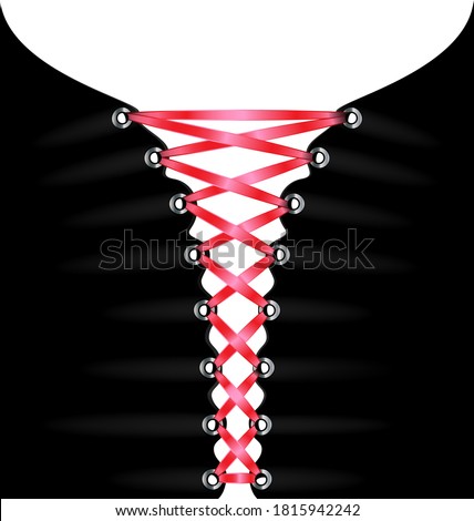 vector illistration white background and black fabric with red lacing