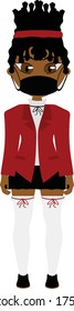 Vector Illlustration Anime Black Girl Student in Uniform wearing Face Mask