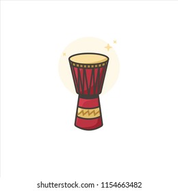 vector illlustration of djembe icon logo template, african drum djembe in flat design style