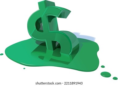 vector illlustration of a dollar symbol melted