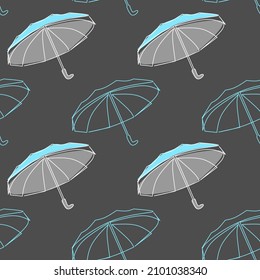 Vector illlustration of hand drawing umbrellas. Seamless pattern