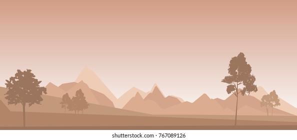 vector illlustration of nature landscape, meadow and hills