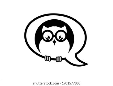 A vector Illlustration of Nerd Owl with glasses in Chat Symbol Logo