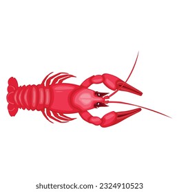 Vector illlustration of prepared red lobster icon cartoon flat style. Seafood, marine delicious. Vector illustration, cartoon, simbol, icon, logo, sticker for poster, flayer, packaging elements