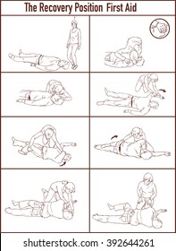 Vector Illlustration Of A Recovery Position (first Aid)