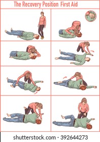 Vector Illlustration Of A Recovery Position (first Aid)