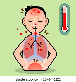 Vector of illness man bacteria in to his lungs .